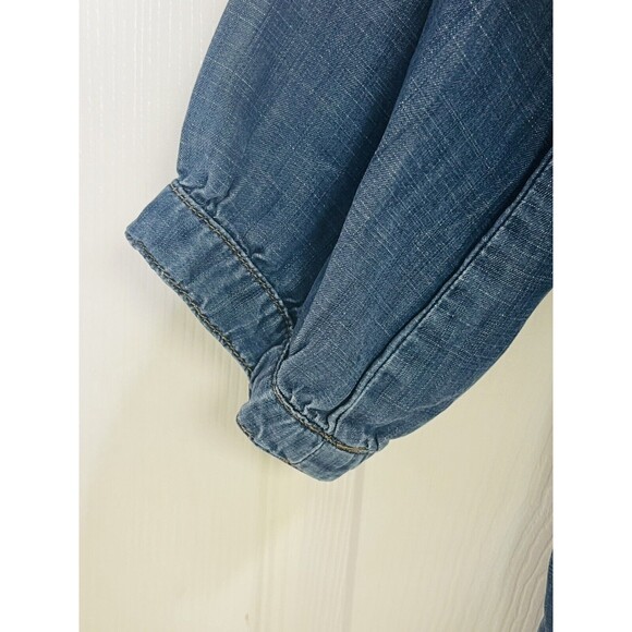 Anthropologie Elevenses Small Chambray High Low Hem 3/4 Sleeve Tunic Top - Picture 3 of 6
